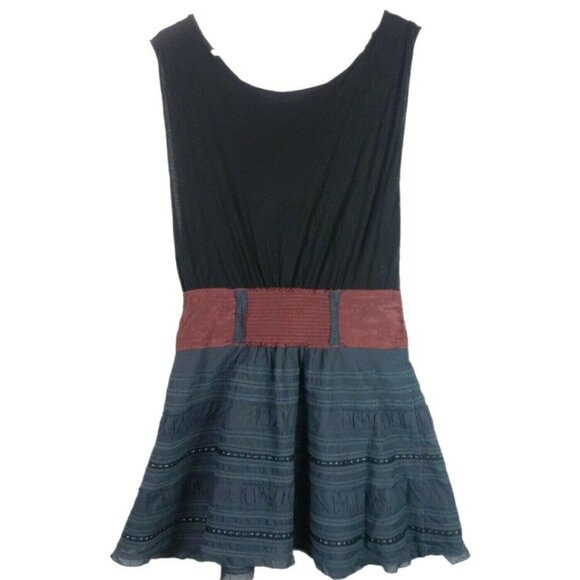 Free People Midi Skater Dress Sleeveless Lace Eyelet Detail Smocked Back Small - Picture 2 of 10